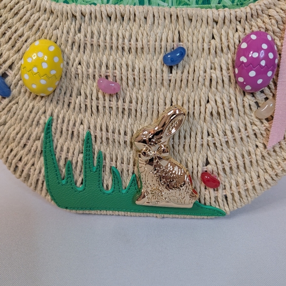 Betsey Johnson On The Hunt Wicker Easter Basket Bag With Bunny - Picture 3 of 8